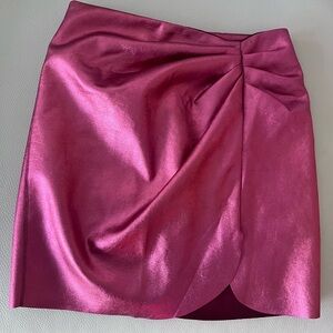 Pink Pinko metallic leather Barbie mini skirt 36